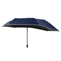 Parapluie de voyage créatif classique extensible portable noir avec revêtement UV en tissu pongé, pochette pour sac à dos, poignée en plastique pliable en 3 sections