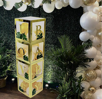 Boîte en papier transparente dorée et colorée pour la décoration de ballons, idéale pour les fêtes de bienvenue de bébé, les mariages, et les lettres décoratives LOVE