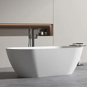 Modern Design Deep Soaking Oval Bathtub Solid Surface Center Drain bathtubs & whirlpools Acrylic Freestanding Bath Tub
