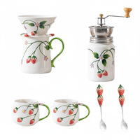 Hoogwaardig onderglazuur keramisch servies, origineel handgeschilderd aardbeienontwerp, Chaozhou export naar het buitenland