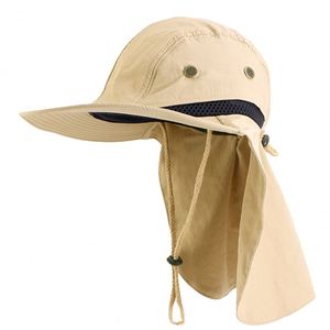 Wholesale Custom Logo Outdoor Travel Daily Summer NYLON POLYESTER UPF50+ <b>Sun</b> Bucket Wide Brim Mesh Fishing <b>Hat</b> <b>Neck</b> <b>Flap</b> Unisex - Product Image 6