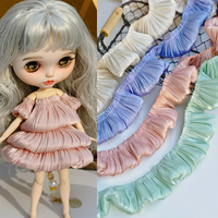 3/5CM Lebar Glitter Lembut Kristal Satin Lipit 3DLace Kain Pinggiran Pita Fringe Ruffles Potong Boneka Kain Headwear Dekorasi Jahit