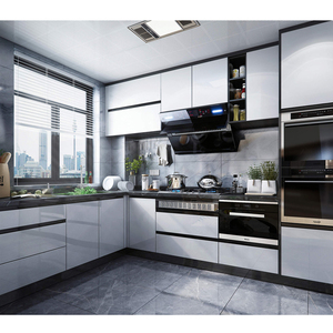 KUCU high gloss modern style cabinet lacquer painting kitchen cabinets cupboard
