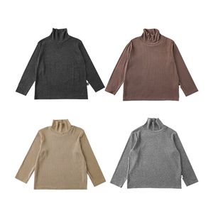 เสื้อยืดเด็กชายแขนยาวคอเต่าสูง ผ้าฝ้ายหวี 100% ระบายอากาศได้ดี เป็นมิตรกับสิ่งแวดล้อม สีพื้น ผ้าถัก - Product Image 2