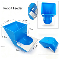 Nouvelle mangeoire et abreuvoir automatique pour lapins en plastique bleu avec fonction de verrouillage, système automatique humide/sec