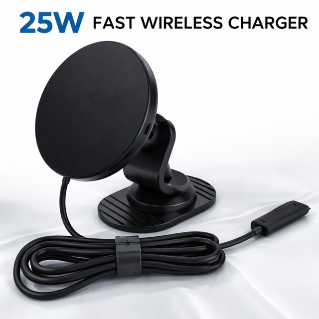 Hot Selling 25W Magnetic Car Wireless Charger CE/FCC Certified Ultra-Thin 8mm Sensing Distance Fast Charging Phone Holder
