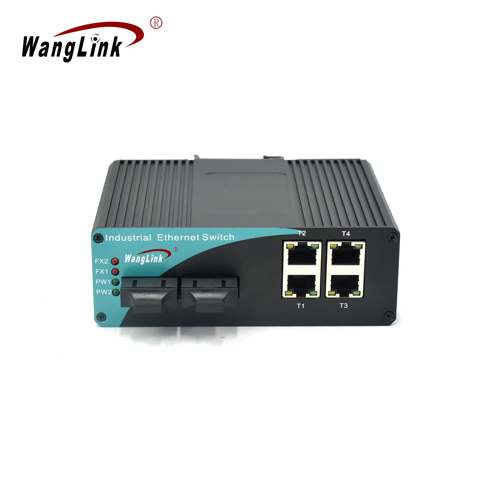 Wanglink endüstriyel PoE anahtarı 2 155M SC Fiber portu 4 10/100Mbps RJ45 Ethernet portu PoE medya dönüştürücü