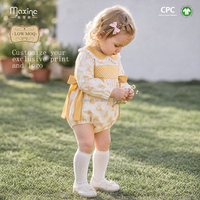 Combinaison à volants pour bébé fille, imprimé ours, manches longues, col Peter Pan, combinaison personnalisée rose, vêtements pour enfants, body pour nourrissons