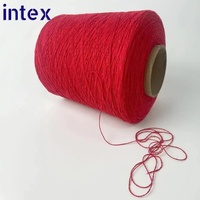 Fil à tricoter turc haute ténacité pour chaussettes et tissage, couleur rouge, 50% coton, 50% polyester recyclé mélangé