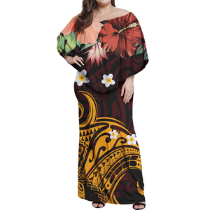 Robe féminine de luxe de style polynésien samoan, <span class=keywords><strong>tatouage</strong></span>, sur mesure à la demande, robe à volants, épaules dénudées, grande taille, robe pour <span class=keywords><strong>femme</strong></span> - Product Image 4