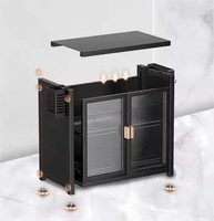 Armoire de rangement de cuisine moderne en métal grande capacité, étagère à vaisselle à trois niveaux, placard anti-poussière avec portes