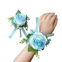 25023 Grenzüberschreitend Meistverkauftes Handgefertigtes Künstliches Seiden-Rosenblumen-Handgelenk-Corsage Boutonniere Europäischer Stil Schlicht