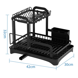 Escurridor de Platos <span class=keywords><strong>Plegable</strong></span> de 2 Niveles con Drenaje Automático y Portavasos, Portátil y Ajustable, Moderno Organizador de Cocina - Product Image 5