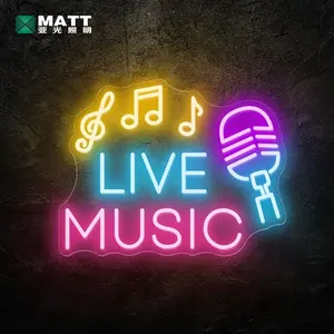 Matt Custom LIVE MUSIC Leucht reklame Bar Led Leucht reklame Musikstudio Dekor Party Neonlichter DJ Sign Recording Studio Art Wand dekoration