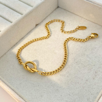 Bracelet Noeud de Saint Valentin en acier inoxydable joyas de acero inoxidable al por mayor Charm DYO Love Knot Cuban Chain Bracelet