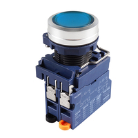 Huaqingjun bleu Led Transparent bouton de réinitialisation tête métallique NC bouton poussoir interrupteur pour PLC