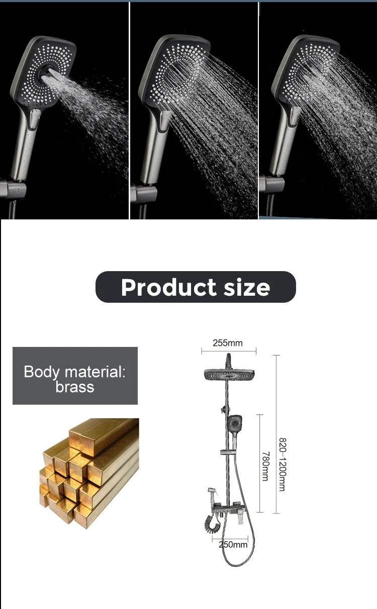 shower set wall mounted brass tap Bathroom taps luxury brass kit rain rainfall showerset mixer faucet set massage shower faucets