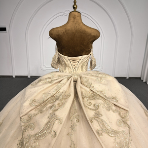 Lsdz008-Pz Luxury Vintage Champagne Gold <b>Quinceanera</b> <b>Dress</b> Sweetheart Corset Lace Applique Sparkly Chiffon 100% Cotton Party - Product Image 4