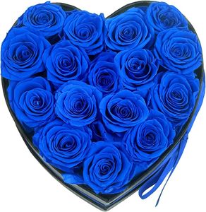 Scatola a Forma di Cuore con Rose Stabilizzate - <span class=keywords><strong>Regalo</strong></span> <span class=keywords><strong>per</strong></span> <span class=keywords><strong>San</strong></span> <span class=keywords><strong>Valentino</strong></span> e Festa della Mamma (16 Rose Blu) - Product Image 3
