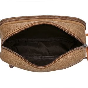Bolsa de Aseo de Lona de Algodón Encerado en Blanco, Organizador de Neceser Personalizado de Afeitado Colgante de Color Azul Marino Clásico, 16oz - Product Image 3