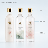Bouteille en plastique ronde transparente personnalisée en PET 5-1000 ml avec bouchon à visser, flacon de distribution de lotion cosmétique liquide, shampooing