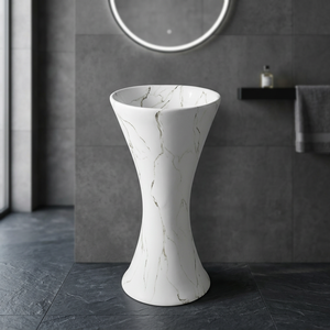 Best Quality Ceramic Sanitary Ware New Round Shape Wash Basin Pedestal Hospital Use Modern Design - Product Image 6