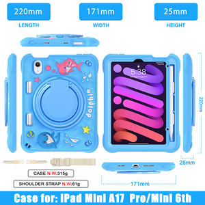 Étui antichoc garçons dauphins bleus pour iPad Mini 7 2024 A17 Pro 8.3 <span class=keywords><strong>pouces</strong></span> <span class=keywords><strong>housse</strong></span> pour iPad Mini <span class=keywords><strong>6</strong></span> 2021 étui dessin animé mignon en silicone - Product Image 4