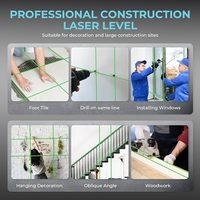 4D 16 Lignes 360 °   Niveau laser vert auto-nivelant avec télécommande et 2 batteries, pour la construction et le carrelage