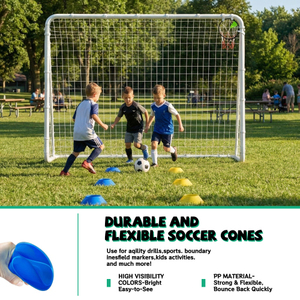 Portería de Fútbol de Malla Metálica Blanca con Aro y Conos, Equipo Deportivo Multifuncional Móvil, Ecológico, Marca MQ - Product Image 6