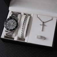 Montre Quartz Rétro Homme, Parure Bijoux Collier et Bracelet, Style Hip Hop Tendance, Montre pour Hommes