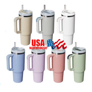 Gobelet isotherme en acier inoxydable de 40 oz avec poignée et couvercle, personnalisable par sublimation, pour voiture, stock US - Product Image 1