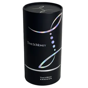 Factory Price Good Quality Reflect Light Words Time Is Money Black Cylinder Box