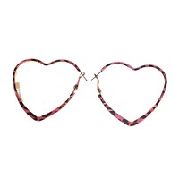 Nouvelle Arrivée Boucles d'oreilles créoles en alliage ajourées motif cœur et imprimé léopard, Bijou fantaisie pour femme