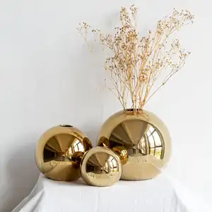 European-style gold plated ceramic vase round wedding celebration decoration flower arrangement souvenirs Teacher's Day