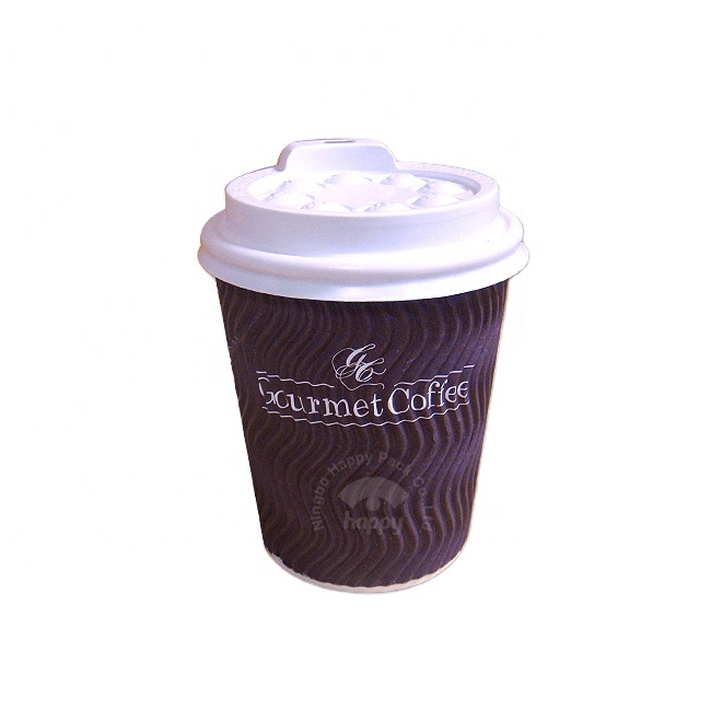 Custom Color Custom Size Disposable Corrugated Cups 8oz Hot Drink Coffee Disposable Ripple Paper Cup