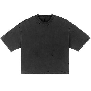 High Quality Acid Washed Distressed Cropped Tshirt Custom 100% Cotton Streetwear Vintage Wash <b>t</b> <b>Shirt</b> - Product Image 1