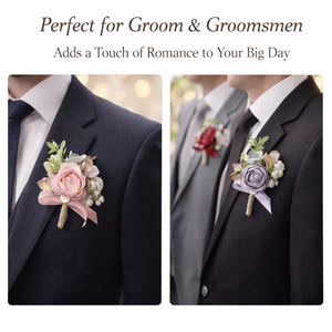Lot de 6 Boutonnières Haut de Gamme pour <span class=keywords><strong>Mariage</strong></span>, Fleurs Artificielles en Rose Simulée pour le Marié <span class=keywords><strong>et</strong></span> les Garçons d'Honneur - Product Image 4