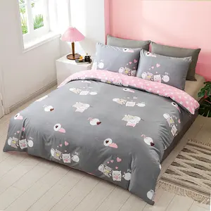 かわいい寝具セット豚天使パターン女性キッズソフトマイクロファイバーキルト羽毛布団カバー