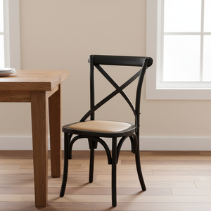 Silla Moderna <span class=keywords><strong>de</strong></span> Madera Maciza <span class=keywords><strong>de</strong></span> Haya con Respaldo Cruzado, Apilable <span class=keywords><strong>para</strong></span> Interiores y Exteriores, <span class=keywords><strong>para</strong></span> Decoración <span class=keywords><strong>de</strong></span> Mesas, Eventos, Banquetes y Hoteles - Product Image 1