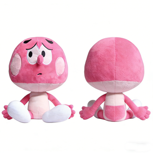 Peluche personnalisée à grosse tête, adorable poupée en peluche rose, jouet en peluche doux de dessin animé, peluche rose assise - Product Image 5