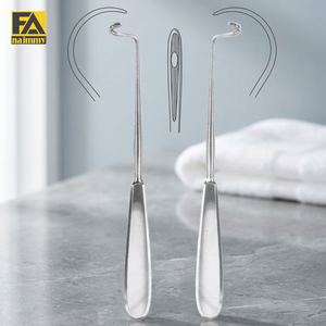 Aiguille de Deschamps à bout arrondi, pour droitier, en acier inoxydable, instrument chirurgical ORL, certifié CE Classe I, manuel, best-seller - Product Image 2