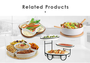 Plato Moderno Ecológico de Cerámica para Papas Fritas, Plato de Porcelana Blanca para Servir Aperitivos, Bandeja Dividida en 5 Secciones para Fiestas - Product Image 4