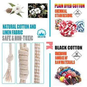 Fabricant de 9 paquets de jouets à mâcher pour chien en coton naturel durable, en chanvre biologique, corde résistante, jouet à mâcher pour chien en chanvre - Product Image 2