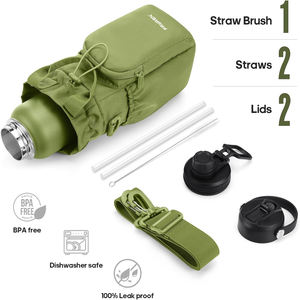 Sport Travel Outdoor Water Bottle <b>with</b> Spout or Straw <b>Lids</b> Leak Proof Insulated Stainless Steel Double Walled Water Bottle - Product Image 2