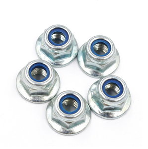 Écrous à vis hexagonaux à bride avec verrouillage en nylon, acier, zinque bleu, zinque noir, 1/4-20 M6, écrous de vis pour meubles, grade <span class=keywords><strong>8</strong></span> - Product Image 1