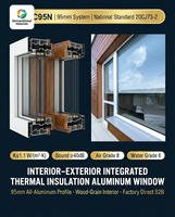 Ventana Moderna de Aluminio K1.1 de Alta Eficiencia Energética con Aislamiento Exterior, Acabado de Polímero de Madera, Insonorizada, para Baño, Fabricación OEM