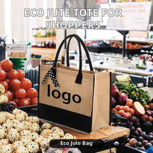 <b>Jute</b> Tote <b>Bag</b> with Letter Pattern Extra Large Size and Shoulder Strap for Organic Stores and Eco-Conscious <b>Shoppers</b> - Product Image 2