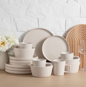 ชุดอาหารเย็นเซรามิกสีครีมสไตล์อินส์, จานชามแก้วสโตนแวร์พร้อมส่ง, สำหรับ 4 ท่าน ใช้ในครัวเรือน, ขายส่ง - Product Image 3