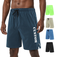 Shorts de sport personnalisés pour hommes en polyester et élasthanne, légers, respirants, séchage rapide, taille élastique, fentes latérales pour la course et la gym