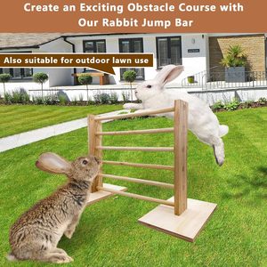 Juguetes de Ejercicio de Obstáculos para Conejos de <span class=keywords><strong>Bambú</strong></span> y Madera, Obstáculos de Salto de Altura Ajustable y Portátiles para Conejos - Product Image 5